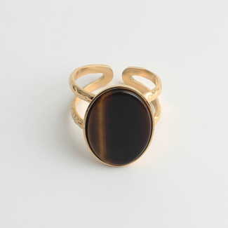 "Layla" Bague Marron Or - Acier Inoxydable