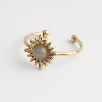 'Louelle' RING GOLD labradorite - Stainless Steel (verstelbaar)