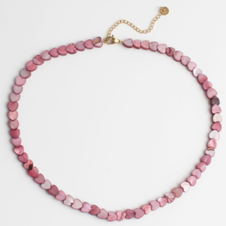 'Heart to Heart' NECKLACE DARK PINK - Stainless Steel