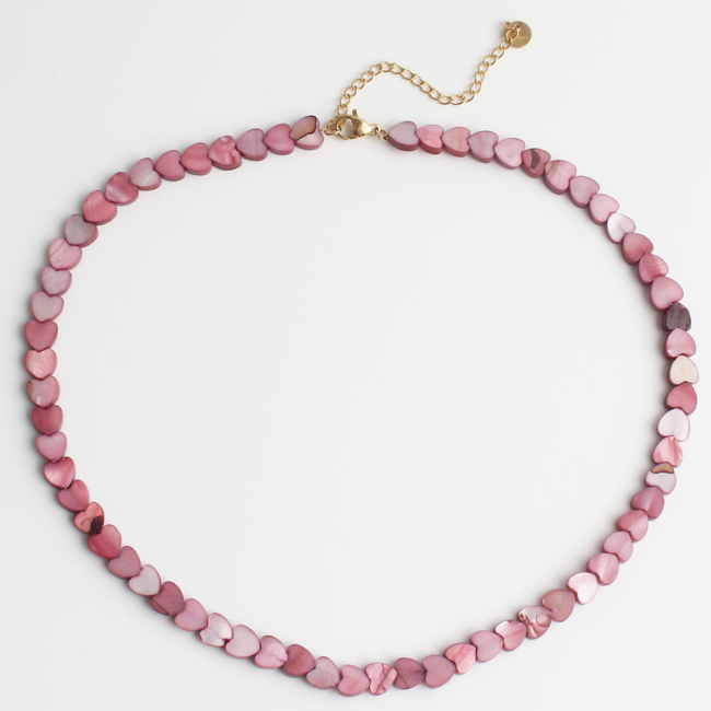 'Heart to Heart' COLLIER ROSE FONCÉ - Acier Inoxydable