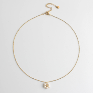 Collier 'FLEUR BLANCHE' or - Acier inoxydable