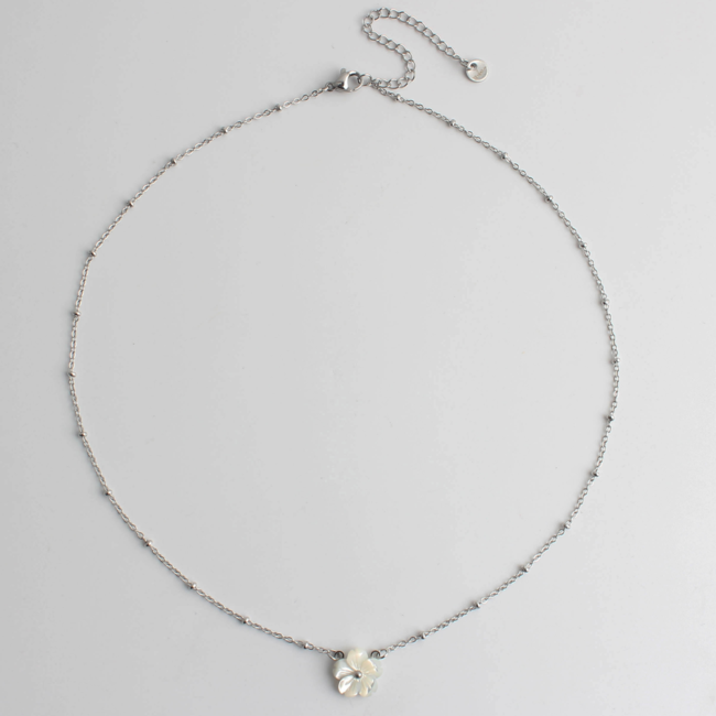 'Shell flower'  Collier ARGENT - Acier inoxydable