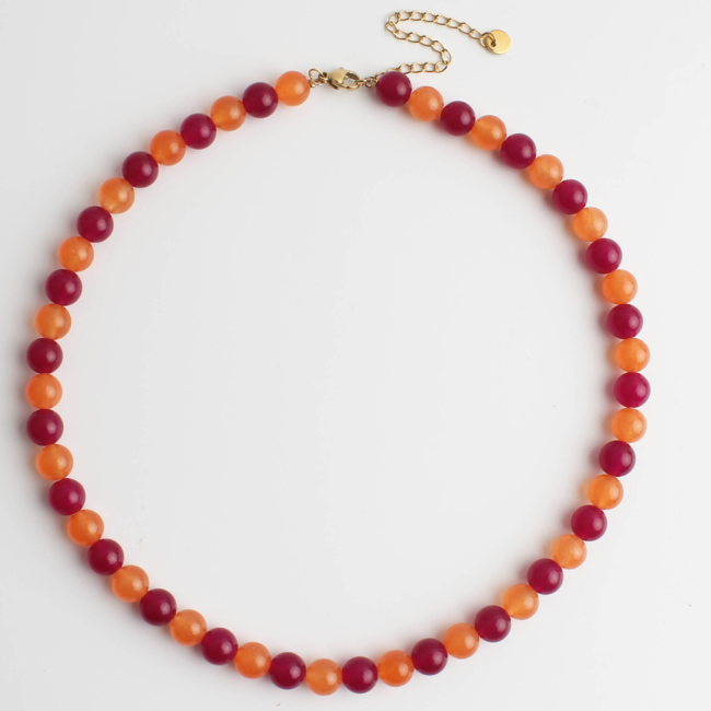 Collier 'Oliviana' orange & violet - acier inoxydable