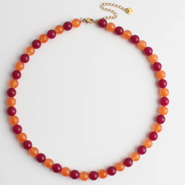 'Oliviana' necklace orange & purple - stainless steel