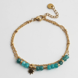 'Csilla' BRACELET GOLD TURQUOISE - Stainless Steel