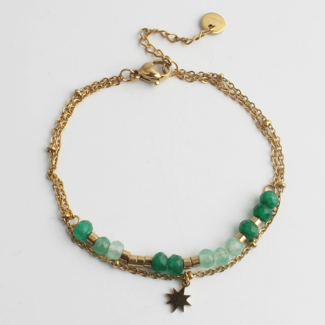 'Csilla' BRACELET OR GREEN  - Acier inoxydable