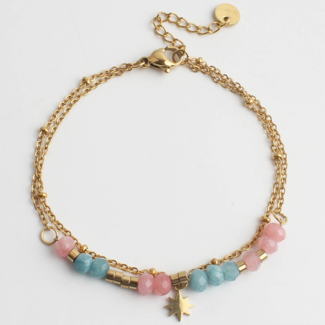 'Csilla' BRACELET PINK-BLUE - Stainless Steel