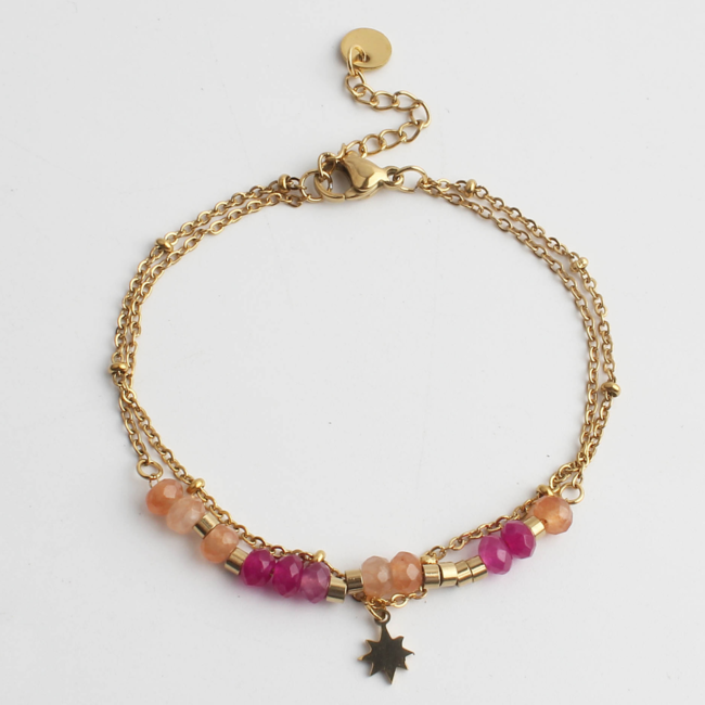 'Csilla' ARMBAND GOLD CHERRY-ORANGE – Edelstahl