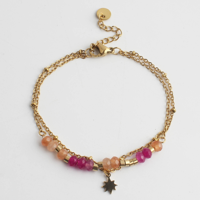 'Csilla' BRACELET OR CHERRY-ORANGE  - Acier inoxydable