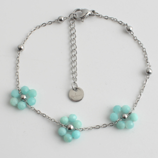 'Dahlia' Pulsera PLATA AZUL - Acero inoxidable