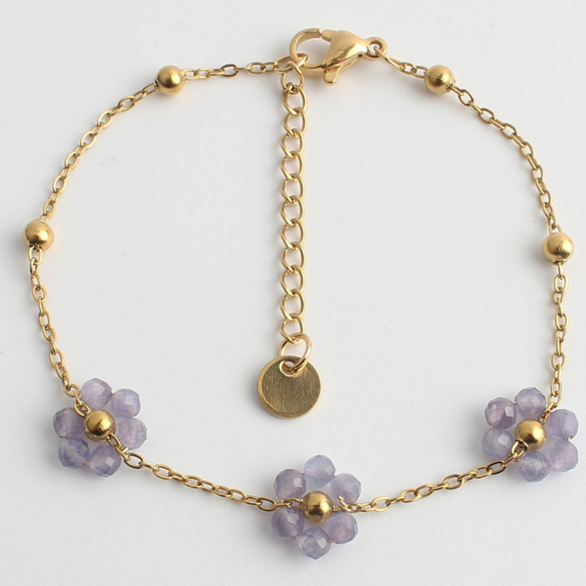 'Dahlia' Armband GOLD LILA - Edelstahl