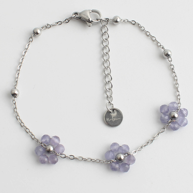 'Dahlia' Pulsera PLATA PÚRPURA - Acero inoxidable