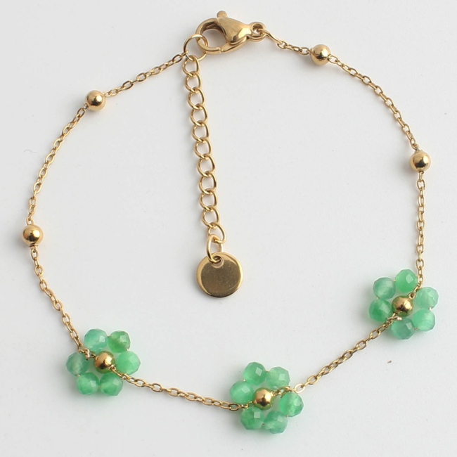 'Dahlia' Bracelet GOLD GREEN - Stainless Steel