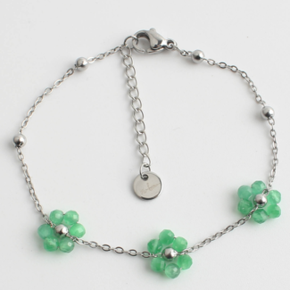 'Dahlia' Bracelet ARGENT VERT - Acier Inoxydable