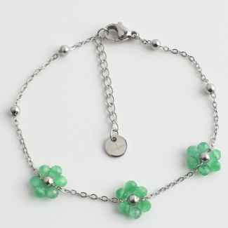 'Dahlia' Bracelet SILVER GREEN - Stainless Steel