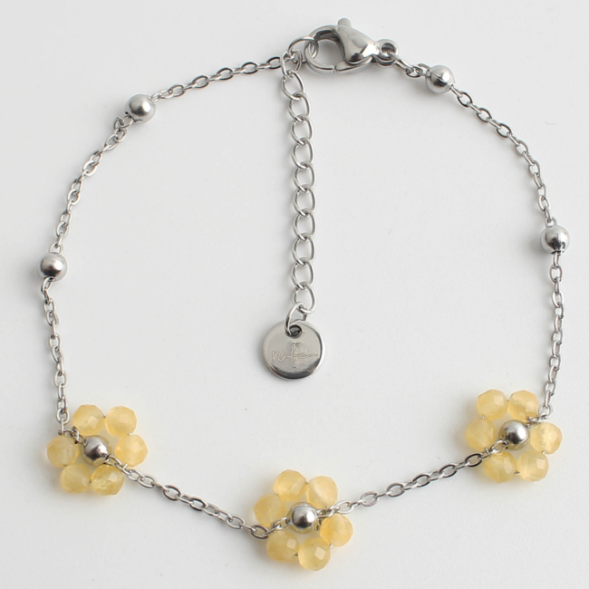 'Dahlia' Bracelet ARGENT JAUNE - Acier Inoxydable