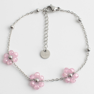 'Dahlia' Bracelet SILVER PINK  - Stainless Steel