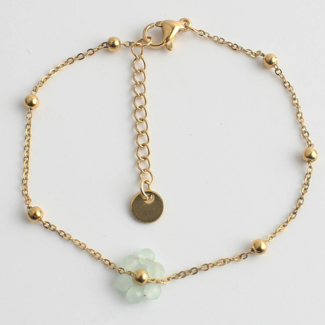 Bracelet fleur VERT - acier inoxydable