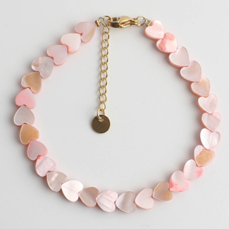 'Heart to heart' ARMBAND Pastel pink - Edelstahl