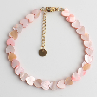 'Heart to Heart' BRACELET Pastel pink - Stainless Steel