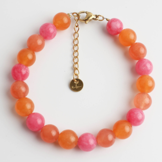 Bracelet 'Oliviana' Orange & Rose - acier inoxydable