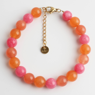 'Oliviana' Pulsera Naranja y Rosa - acero inoxidable