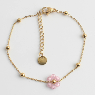 Bracelet fleur ROSE - acier inoxydable