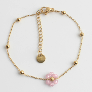 Pulsera flor ROSA - acero inoxidable