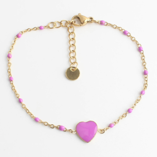 Bracelet Coeur Violet - acier inoxydable