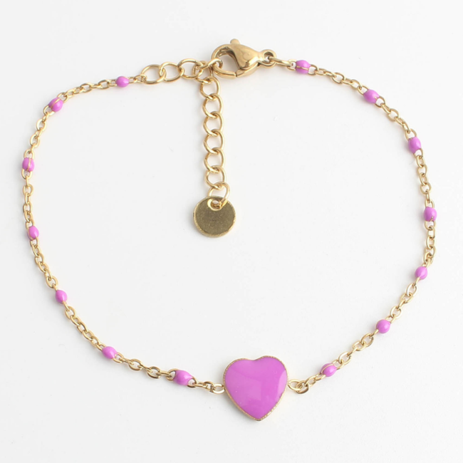 Purple  Heart  Bracelet - stainless steel