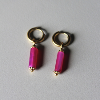 Pendientes super rosados __dorado - acero inoxidable