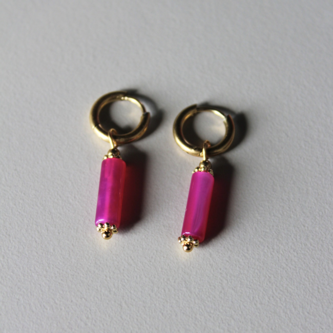 Super Pink Earrings Gold - Stainless steel