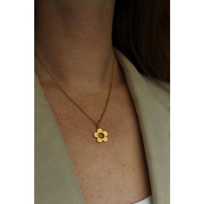 Bellissima collana con fiori in oro - acciaio inossidabile