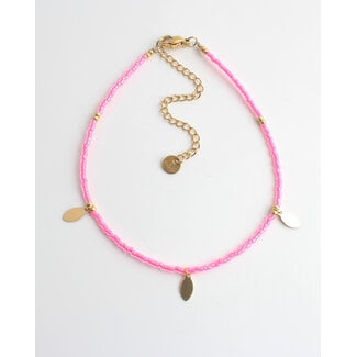 'Palma' Anklet Pink - Stainless steel