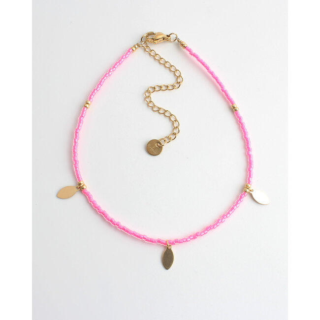 'Palma' Anklet Pink - Stainless steel