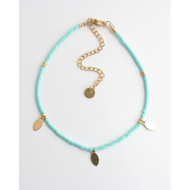 'Palma' Bracelet de cheville Turquoise - Acier inoxydable