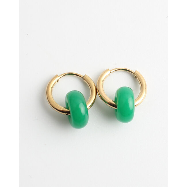 'Eleonora' Pendientes Verde - Acero inoxidable