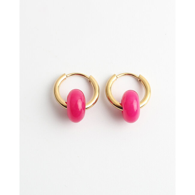 'Eleonora' Earrings Pink - Stainless steel