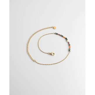 'Tira' anklet Nutural Stones Multicolor- Stainless Steel