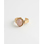 Bague 'Megane' Quartz Rose Pierre Naturelle - acier inoxydable (ajustable)