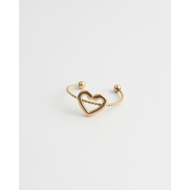 'OPEN HEART' RING - STAINLESS STEEL (VERSTELBAAR)