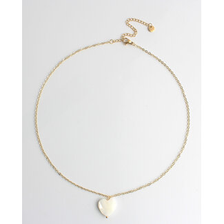 Heart Shaped Shell Necklace Gold - Stainless Steel