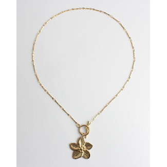 'Fleur' flower necklace gold - stainless steel