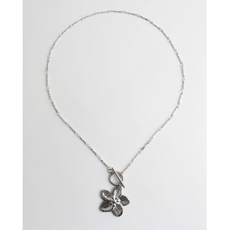 'Fleur' Blumen kette silber - Edelstahl