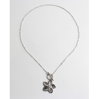'Fleur' flower necklace silver - stainless steel