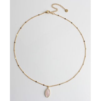 'Dani' Necklace Rose quartz - Stainless steel