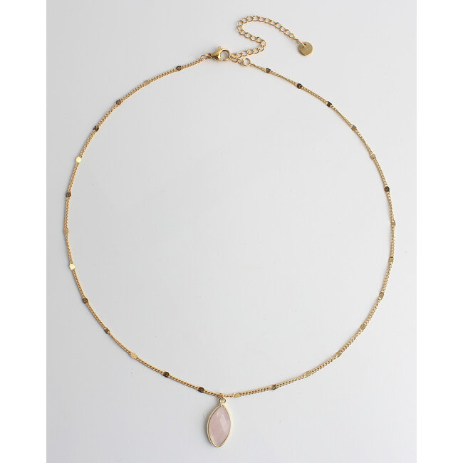 'Dani' Collier Quartz rose - Acier inoxydable