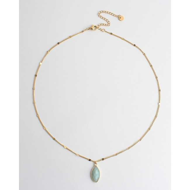 Collier 'Dani' Pierre turquoise - Acier inoxydable