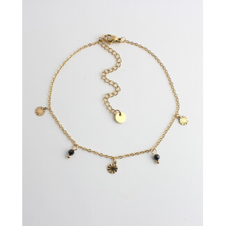 'Chersonissos' Anklet Black & Gold - stainless steel