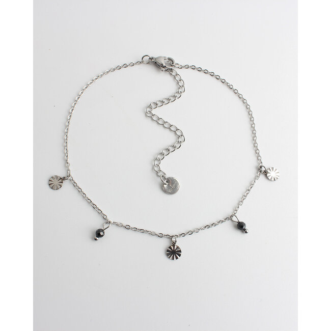 'Chersonissos' Anklet Black & Silver - stainless steel